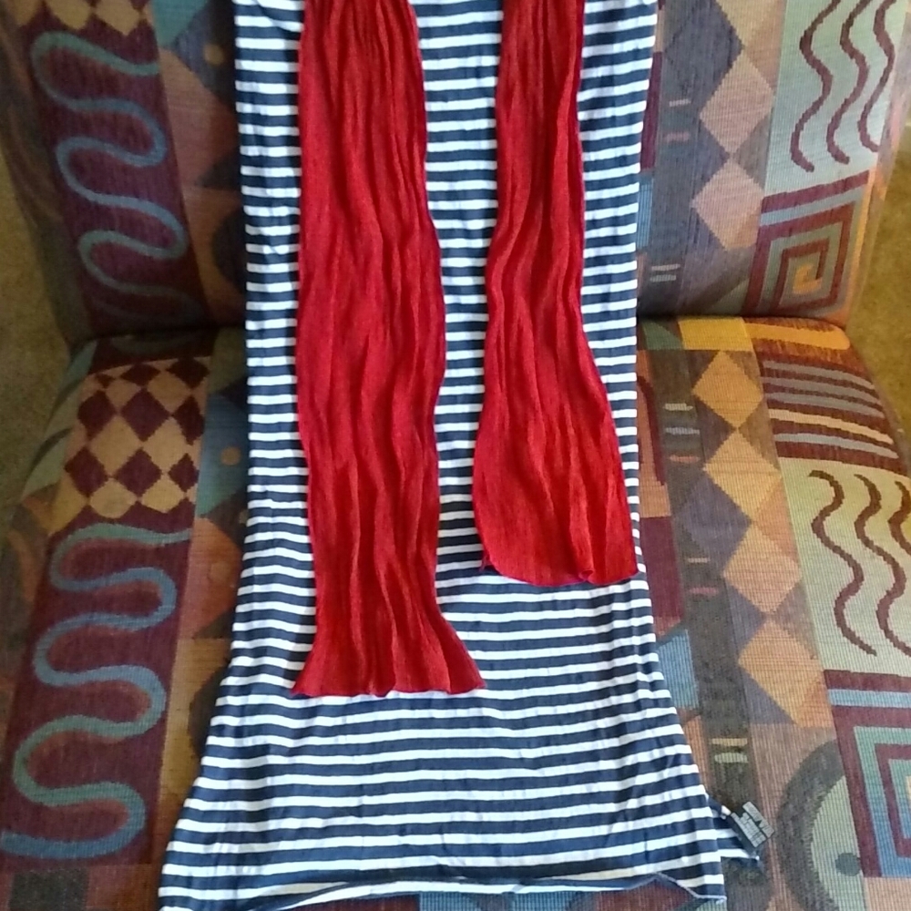 Set of Red, White & Blue Striped Scarves